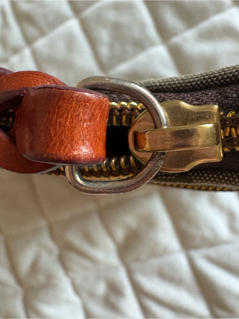 Dooney & Bourke Green Monogram Wristlet/purse with Brown Leather Trim - Picture 8 of 12